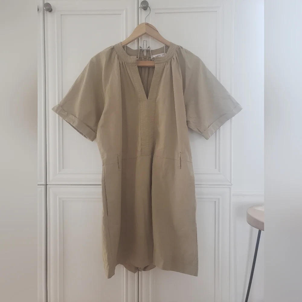 MNG mango khaki safari romper jumpsuit sz L - Picture 2 of 12